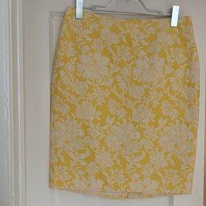 Ann Taylor Yellow Floral Pencil Skirt